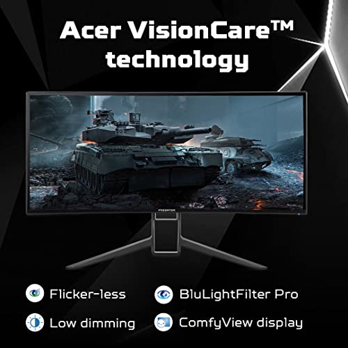 Image of acer Predator X34GS 1900R Ultrawide 21:9 Curved 34 Inch QHD 3440 x 1440 Gaming Monitor | NVIDIA G-SYNC | 180Hz Refresh Rate I DCI-P3 98% I HDR 400 | 2 x DP, 2 x HDMI, USB Type-C