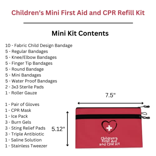 Small, Mini First Aid and CPR Kit. Large Variety of Bandages in Different Sizes to fit a Range of Injuries. Perfect for Diaper Bag, Backpack, Car, and More. Quick and Effective Care on The Go. (Mini)