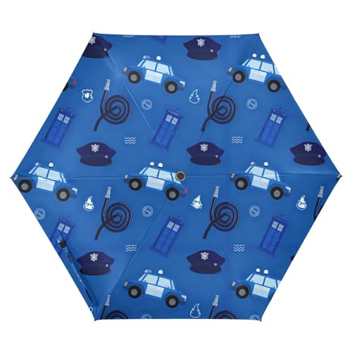 Wudan Windproof Travel Umbrella 39 Inch Fold Up Automatic Open Close Folding Umbrella for Men Outdoor Defence Accessories Police Themed Pattern
