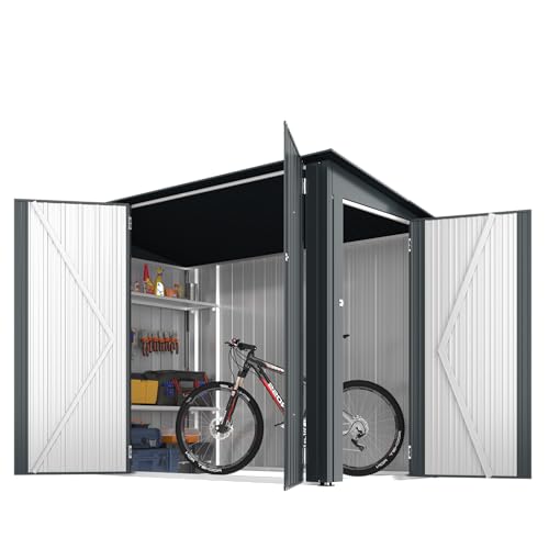 YODOLLA Fahrradschuppen 3 Türen mit Schloss, 238x118x170cm Gerätehaus...