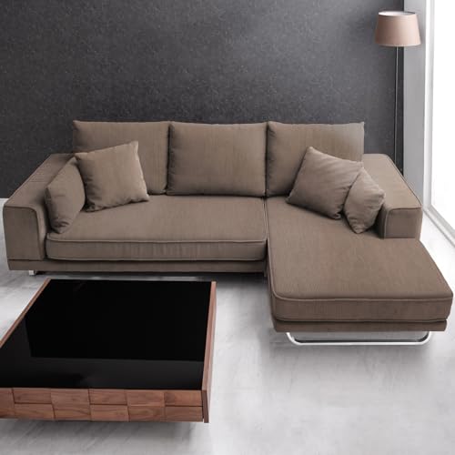 タンスのゲン カウチソファ 3人掛け 洗えるカバーリング レイアウト自由 ポケットコイル コーデュロイ ブラウン 82500002(109788)【超大型商品】