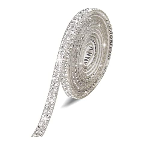 Crystal Rhinestone Diamond Ribbon Strips, Rhinestone Stickers Self Adhesive, Sparkling DIY Decoration Rhinestone Strips, Rhinestone Roll DIY for Decoration, Gift, Phone, Wedding(Sliver) Cover