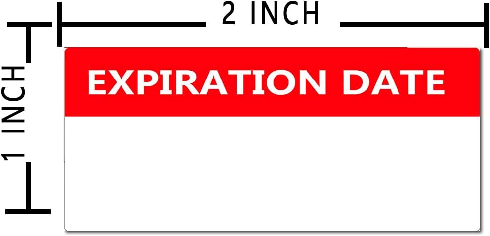 Besttile 1 X 2 Inch White and Red Expiration Date Label Sticker,Medication Instruction Labels,Date Open EXP Date,500Pcs (Pack of 2)