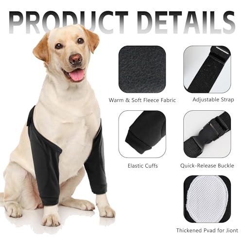Image of Dog Elbow Protector for Front Leg Calluses, Dogs Joint Recovery Sleeve for Prevent Licking, Adjustable Dogs Elbow Pads Pet Leg Wound Care, Dog Knee Brace Protector Pads for Canine Sprain Arthritis，L