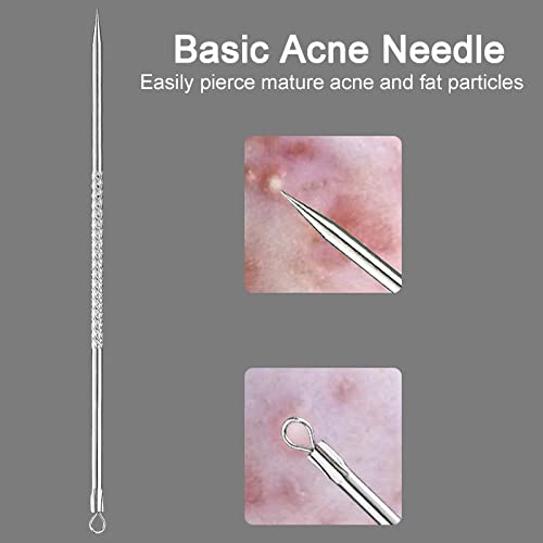 Rnitle Mitesserentferner Komedonenquetscher Set, Akne Whiteheads,Blackhead Remover mit Box aus Edelstahl für alle Hauttypen