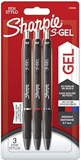 Sharpie S-Gel | Gel Pens | Medium Point (0.7mm) | Black, Red & Blue Ink | 3 Count