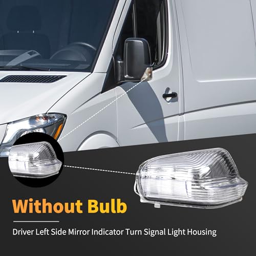 Convitex Driver Side Mirror Turn Signal Light Cover Compatible with 2006-2021 Mercedes Benz Sprinter W906 VW Crafter Turn Signal Indicator Marker Lights, without Bulb (Left Side (W/O Bulbs)) by Convitex - Image 4