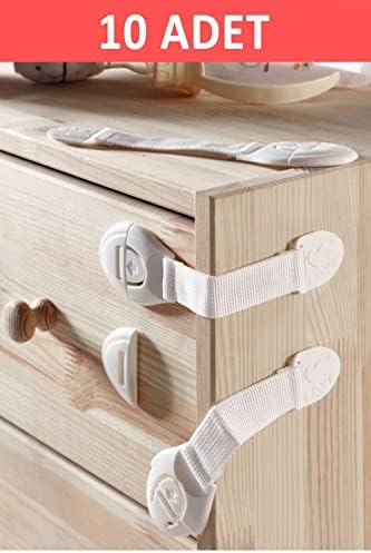 ideal baby Çocuk Çekmece Kilidi Ve Dolap Kilidi Bebek Güvenlik Koruma Kilidi Koruyucu Kilit 10 Adet - Görsel 2