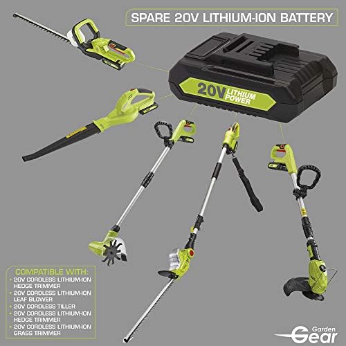 Garden Gear Cordless Strimmer Telescopic Lightweight Frame Grass Trimmer with Adjustable Angle Head & 20V Battery (Grass Trimmer)