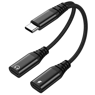 Dual USB C Headphone and Charger Adapter, USB C Splitter Audio +Charger Adapter with PD 60W Fast Charging Compatible with iPhone 17 16 15 Series Samsung Galaxy S22/21/20/Note 20 and More TypeC Devices - Amazon product rated Grade A