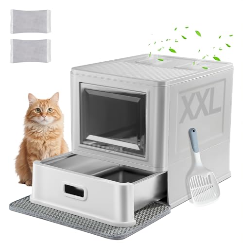 Arenero cerrado para gato de acero inoxidable XXL con tapa miniatura 1