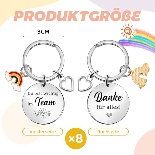 Tenare 8 Stück Schlüsselanhänger für Kollegen Team Geschenkset für Kollegen du Bist Wichtig im Team Danke für Alles Dankeschön Geschenk Abschiedsgeschenk für Kollegen Jobwechsel Ruhestand