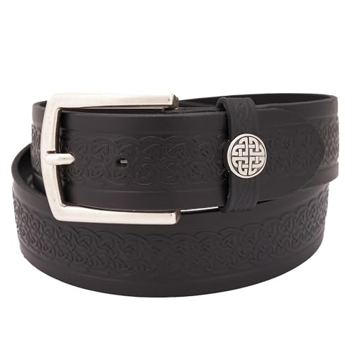 Imported Genuine Leather Belt for Men Italian Full Grain Vegetable Tanned with Celtic Weave Embossing, Made in Ireland3