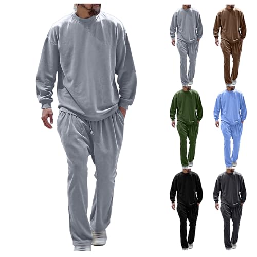 Mens Casual 2 Piece Outfits Long Sleeve T-Shirts Drawstring Tracksuit Set Fall Lounge Sets Sweatsuit Pajamas Loungewear4