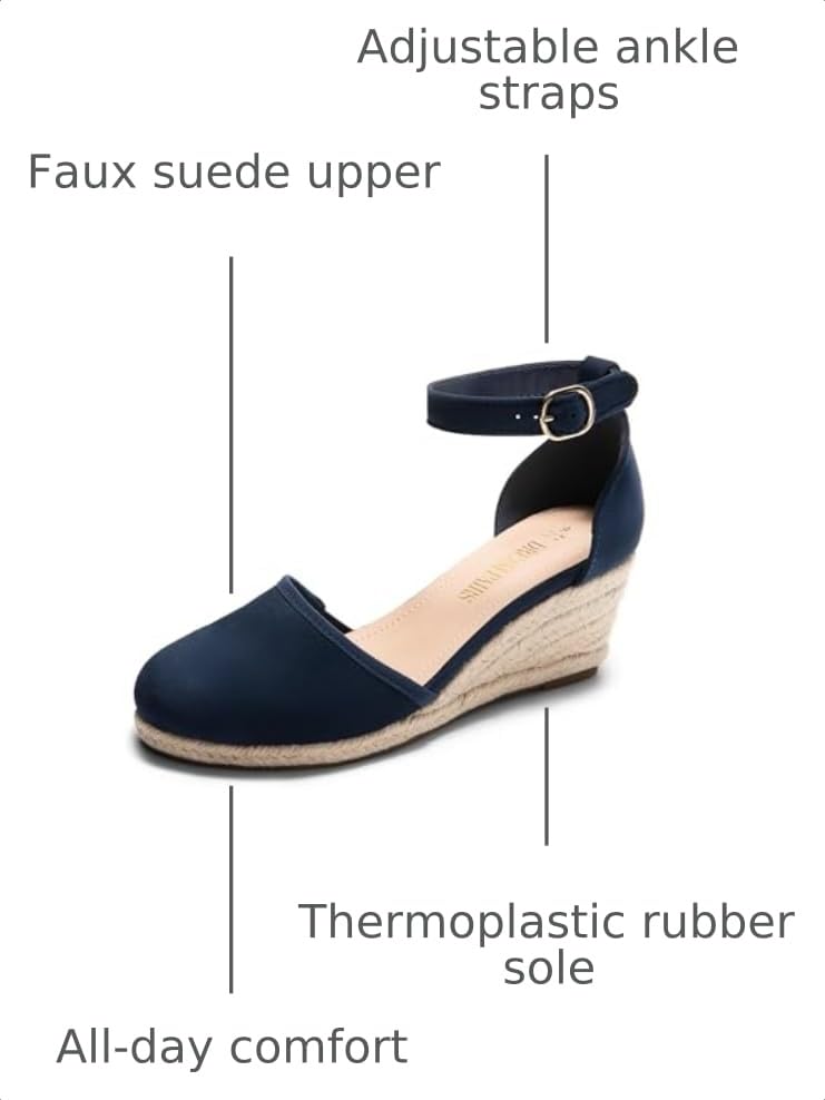 Image of DREAM PAIRS Women's Espadrilles Closed Toe Ankle Strap Dressy Platform Wedge Sandals