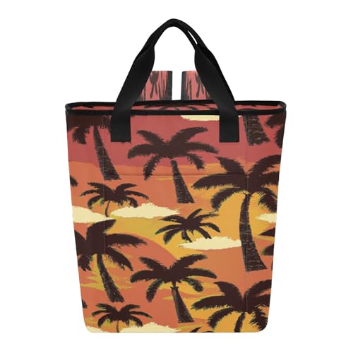 PYBUG Tropical Trees Reusable Insulated Backpack 36 Cans,Large Leakproof Portable Cooler Tote Organizer for Office Picnic Hiking Beach BBQ