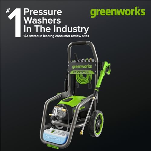 Greenworks 2700 PSI (2.3 GPM Max) Brushless Electric Pressure Washer (15°, 25°, 40°, Turbo and Soap Nozzle) for Use On Decks, Fences, Concrete Patios, Sidewalks & More. Medium-Duty - Image 3