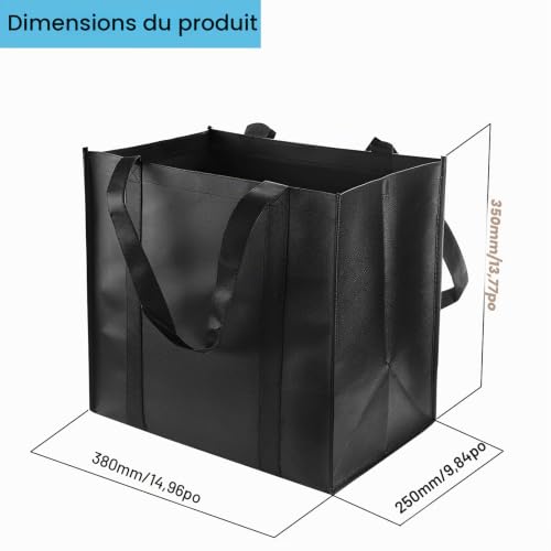 XUHN Sac De Courses Réutilisables Pliable Lot De 2 38 x 35 x 25cm Durable Et Légers Sac Caddie Noir Grand Stable Et Sûr Pour Le Shopping, Pique-Nique, Voyage, Plage, Cadeau, Promotion – vue 3
