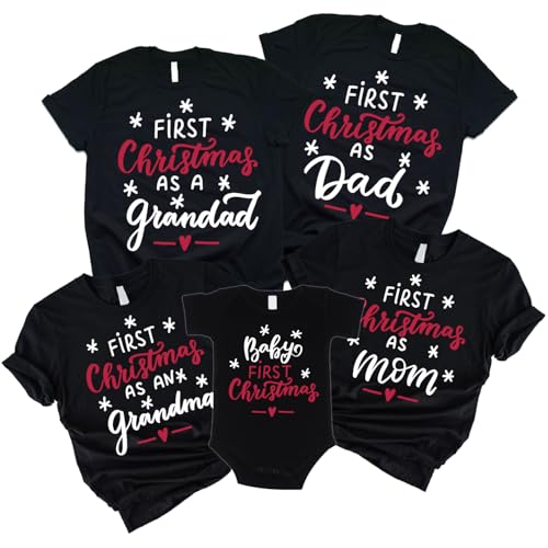 Personalized First Christmas Shirt - Family Matching T-Shirts, Baby's First Christmas Tee, Santa Holiday