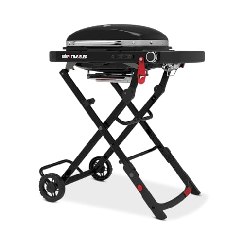 Weber Traveler Compact Portable Liquid Propane Gas Grill for Camping and Travel, 1 Burner, Black - Thumbnail 4