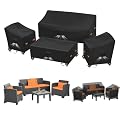 Kovshuiwe 4 Pieces Waterproof Patio Set Cover, Lawn Chairs, Coffee Table, Patio Furniture Set Cover for Outside Couch -210D Oxford Fabric, Windproof with Buckle Strap, Black