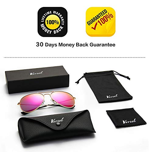 image for Versol Aviator Sunglasses for Men Women Mirrored Lens UV400 Protection