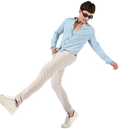 Image of CAHOOT Men's Button Up Shirt for Casual Wear | Regular Fit | Poly Lycra Shirt Crafted with Short Sleeve & Enhanced Stretch Comfort Fit for Everyday Wear