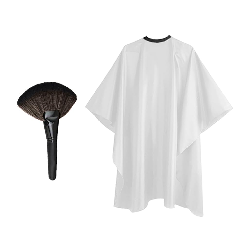 HIOQFR Capa Cortar Pelo Hombre Negra Capas de Corte Peluquería Mujer Capa Profesional de Peluquería Capa de Barbero con Cepillo para el Cuello Capa Barbero Grande para Peinados Cortes y Teñidos