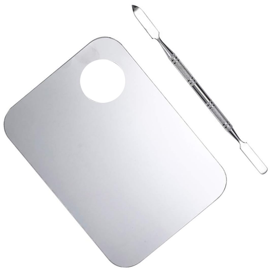 Glamezone Makeup Mixing Palette Stainless Steel Finger Ring Plate-image-49