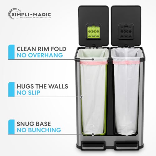 Image of SIMPLI-MAGIC 8 Gallon / 30 Liter Trash Liner (Code A), Tear-Resistant Trash Bags for Kitchen, Office, Bathroom, and Bedroom Trash Cans, 60 pack