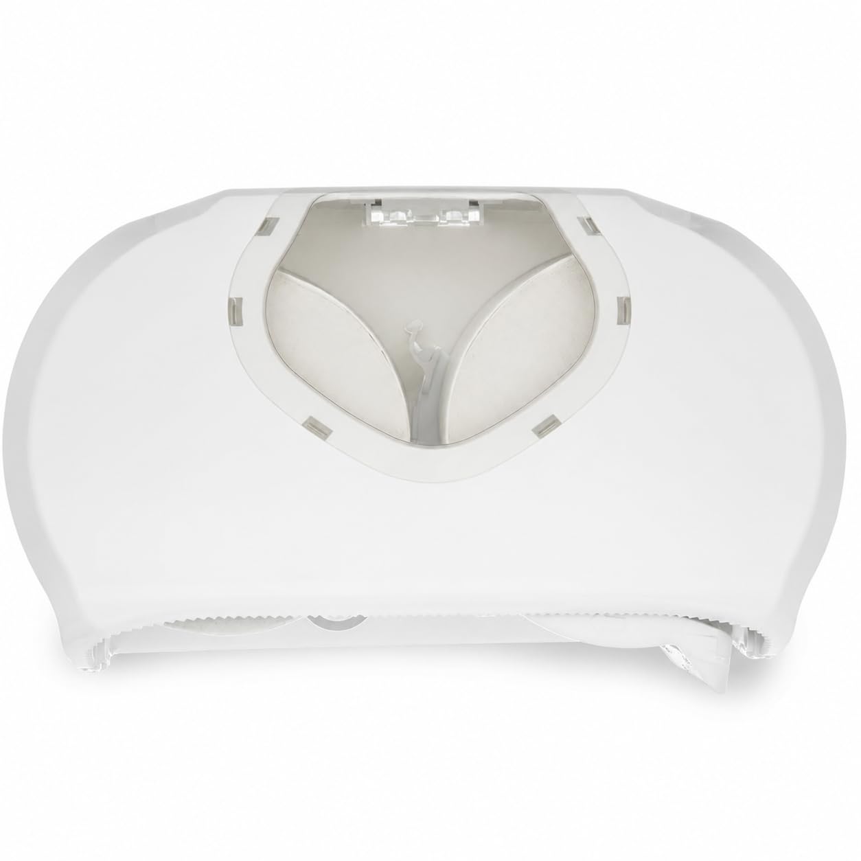 Dual Roll Toilet Tissue Dispenser Wall Mounted, Lockable Commercial Toilet Roll Holder, White/Clear, Universal Twin Roll Bathroom Dispenser for Washrooms, Offices & Public Toilets