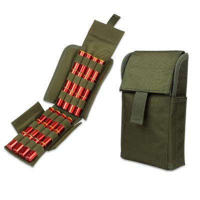 Gexgune Jagd 25 Runde 12GA 12 Gauge Munition Shells Reload Magazin Aufbewahrungstaschen Tasche Bandelier Bullet Holder Taktische Airsoft Kit （Grün）