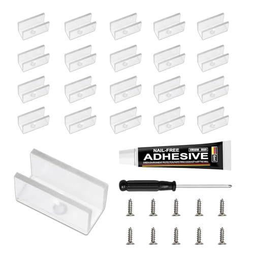 Image of Neon Rope Light Mounting Brackets, Clear Fixing Clips with Screws and Nail-Free Glue, for 8x16mm RGB+IC WiFi LED Rope Light, Neon Signs DIY(20Clips, 20Screws)