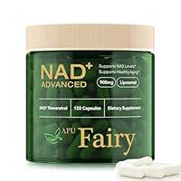APU.FAIRY NAD Supplement,NAD Nicotinamide Riboside,Extra Strength NAD Alternative Liposomal,Boost NAD & Resveratrol + for Women & Men,Energy Anti-Aging,Cell Regeneration,120 Capsules