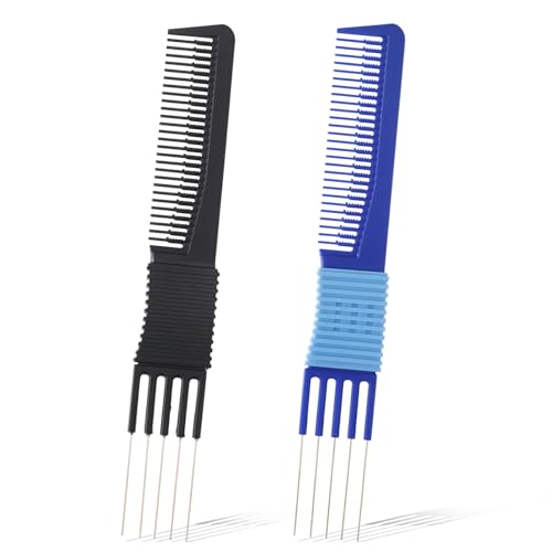 Peines metálicos para cabello rizado 2 piezas negro y azul miniatura 1