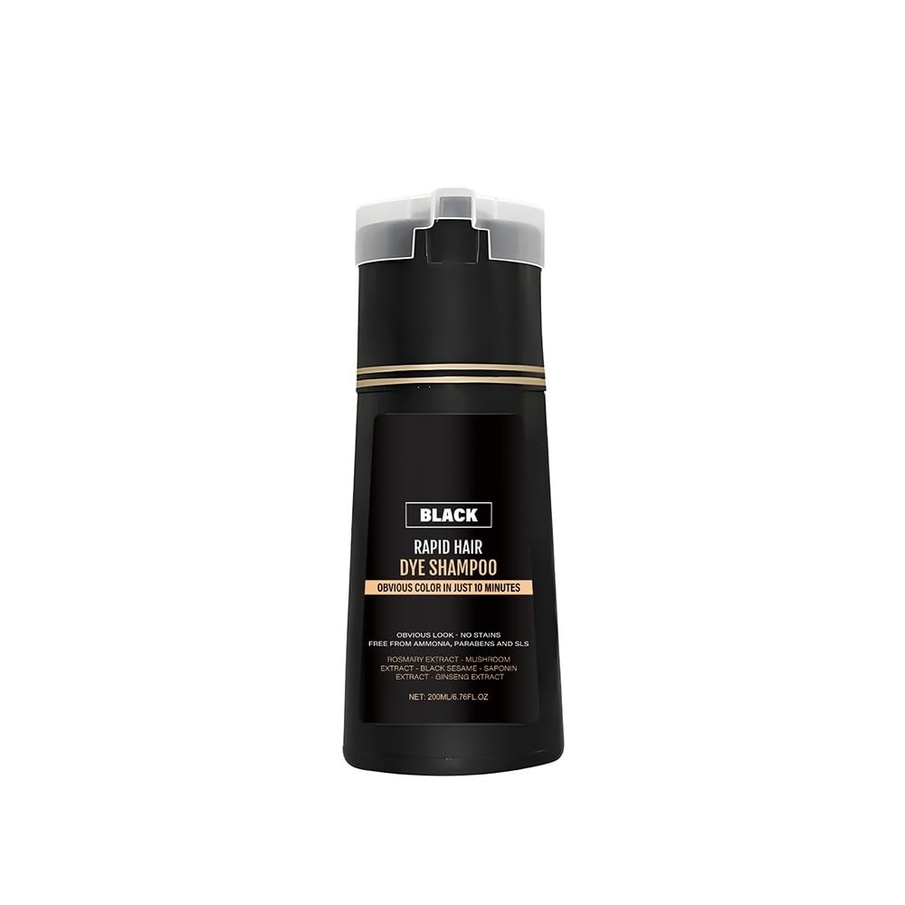 Shampoo for capelli neri da uomo, detergente for tintura for capelli con copertura grigia ad azione rapida con estratti botanici