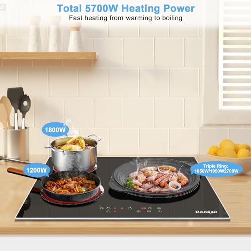 Cooksir CSC-603T1 24 Inch Electric Cooktop, 3 Burner Built-In Ceramic Stove Top 220V-240V, 5700W Radiant Electric Cook Top With Touch Control thumb #1