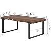 FOLUBAN Modern Coffee Table, Rustic Wood and Metal Center Table, Industrial Rectangle Cocktail Tea Table for Living Room, Walnut, 44 Inch