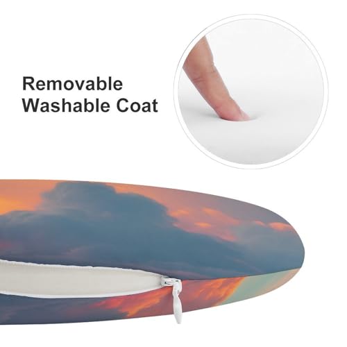 Cojín para silla de terraza y oficina con diseño de atardecer redondo 4
