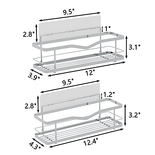Mzf 2-Pack Shower Caddy, No Drilling Adhesive Shower Shelf, Rustproof Stainless Steel Bathroom Shower Organizer Storage, Shower Shelf For Inside Shower & Kitchen Storage, Silver #TOP2