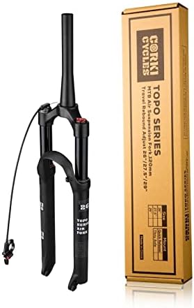corki Cycles Mountain Bike Air Suspension Fork Remote Control 26'' Travel 120mm- QR 9mm-Tapered MTB Front Forks