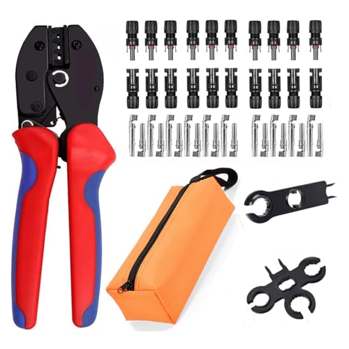 QeeHeng Kit de Conectores Solares Con 10 Pares y 2 Llaves Inglesas - Herramientas de Prensado y Engarzado para Cables de Panel de 2,5/4/6 mm²