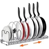 AHNR Expandable Pot and Pan Organizers Rack, 10+ Pans and Pots Lid Organizer Rack Holder, Kitchen Ca