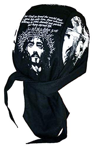 Buy Caps and Hats Christian Doo-Rag with Sweatband Motorcycle Skull Cap Bikers Do-Bandana (John 3:16 Jesus Christ Crown of Thorns)
