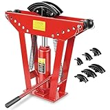 Hydraulic Pipe Bender, 12 Ton Manual Copper Tube Bender 90°-180° Bending Adjustable tubing bender hydraulic with 6 Dies(1/2',3/4',1',1-1/4',1-1/2',2') for Steel Iron Metal Ratcheting