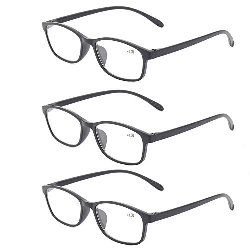 Suertree Leserille 3 Pack Blue Light Filter Computer Glasses Lightweight TR90 Eye Optics Reading Aid for Men Women 2.5x