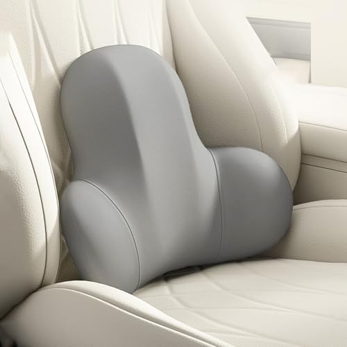 Aikenn 自動車クッション記憶綿内部腰保護クッション頸椎支持腰痛改善背もたれ低反発腰枕通気性取り付け簡単外套取り外し可能洗濯車自宅オフィス多用四季通用32.5 x 44 x 10 cm (グレー)