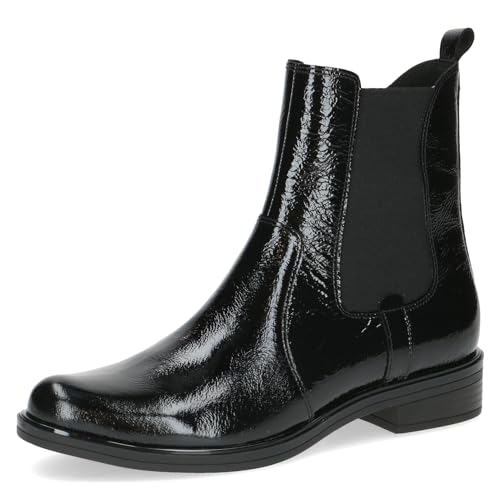 CAPRICE Damen Chelsea Boots Kleiner Absatz Elegant, Schwarz (Black Naplak), 40 EU