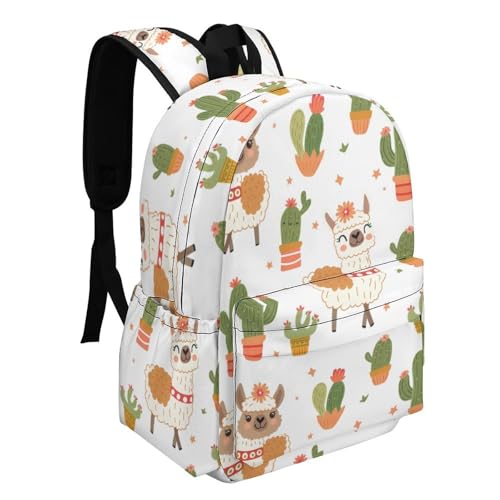 Cute Lama And Cactus Funny Backpack Daily Casual Daypack Travel Mini Bag with Adjustable Strap Style-332