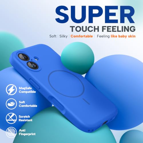 Image of miracase Compatible with iPhone 16 Case, [Soft Anti-Scratch Microfiber Lining], Compatible with MagSafe, Liquid Silicone Case Shockproof Drop Protection Phone Case for 16,Mediterranean Blue